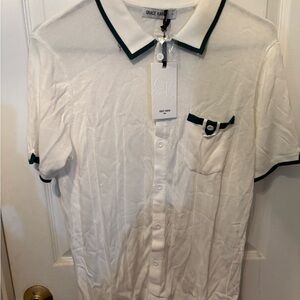 Grace Karin‎ White Polo Shirt with Black Trim